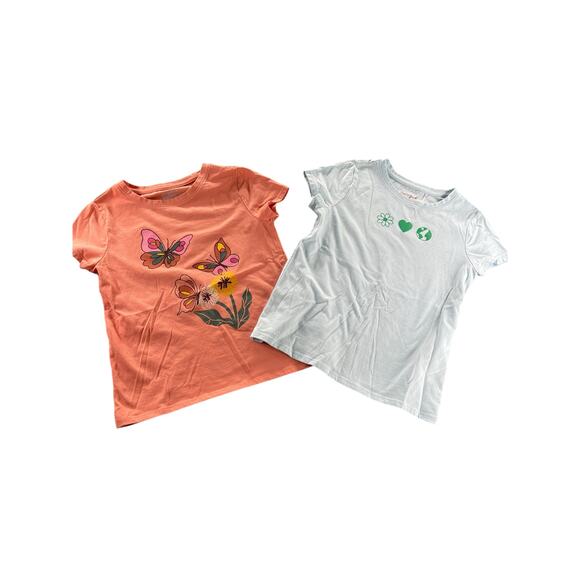 Cat & Jack Girls Black White Set of 2 T-Shirt Bundle Youth Size Medium 8 - Picture 1 of 5